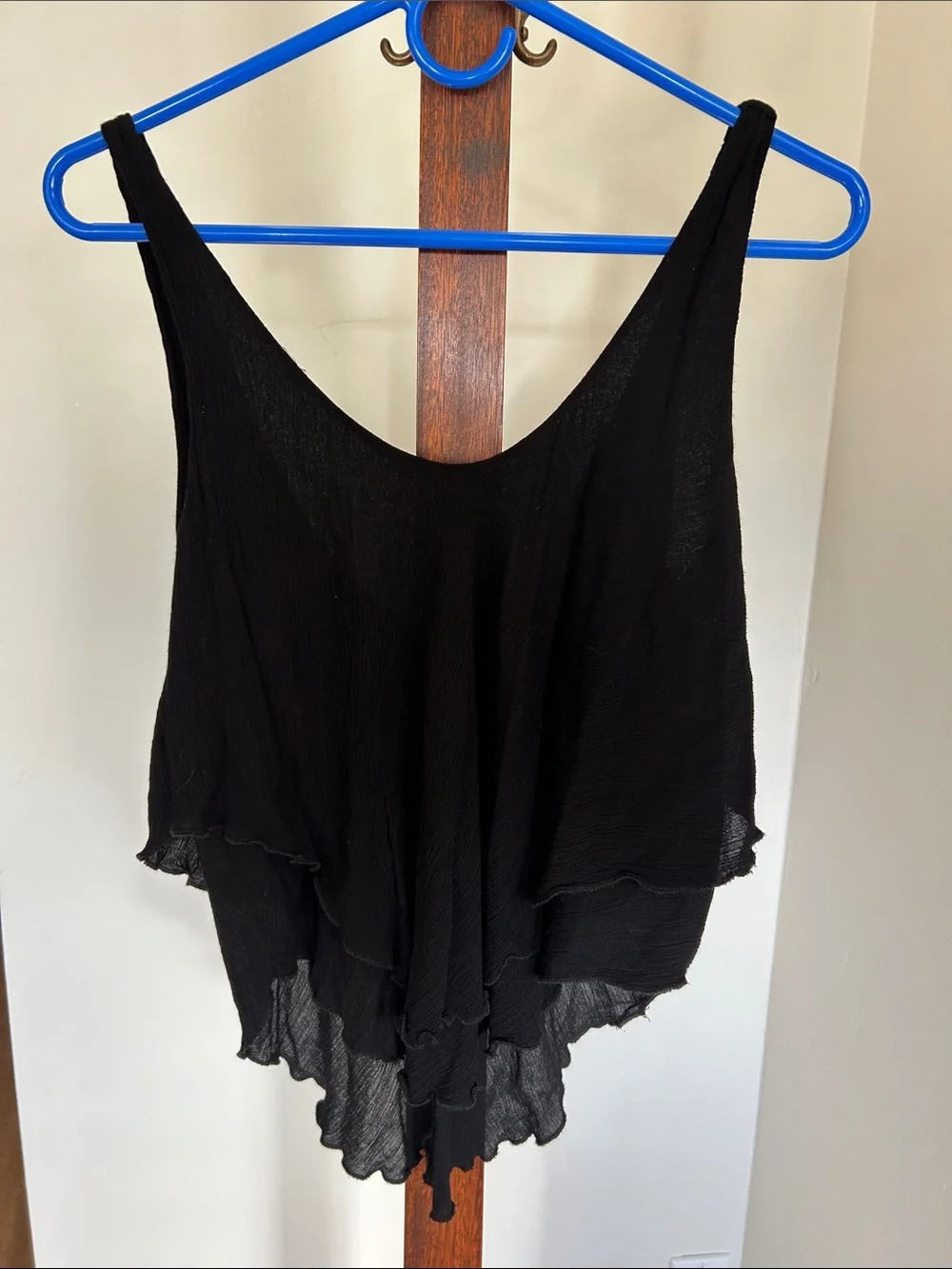 Free People Black layered scoop neck flowy,Top boho-style silhouette Size S